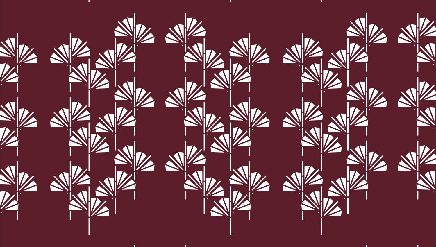 Parasoleil™ Ginkgo Spread© pattern displayed with a burgundy color overlay